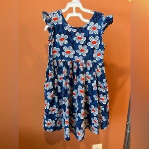 Floral Blue Kids Dress with Ruffle sleeve